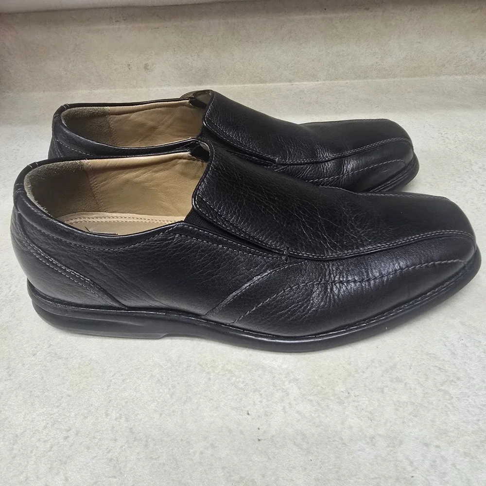 Nunn Bush‎ Mens Black Leather Slip On Loafers Dress Shoes Sheepskin Lining 81044